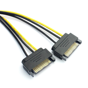 Dual 2 SATA 15 Pin Male untuk Pci-E Express Card 6 Pin Pria Grafis Kartu Video Kabel 20Cm - Product Image 5