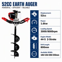 Tarière thermique haute puissance 52 cm³ 1,6 kW à essence 2 temps pour la plantation d'arbres et la construction de clôtures