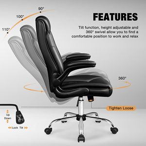 Silla de Oficina Giratoria de Cuero Premium con Diseño de Diamantes, Silla de Computadora Resistente con Doble Capa de Acolchado para Adultos - Product Image 6