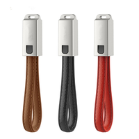 Kabel Usb mikro tipe-c portabel 22CM, Gantungan Kunci USB kulit PU Zinc Alloy Plug Data