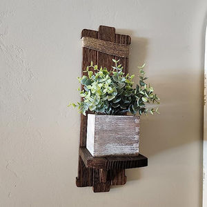 Youlike 2 pièces, bougeoir mural rustique fait à la main en argent, à usage religieux, Noël, décoration murale, bougeoir mural en bois de style campagnard - Product Image 5