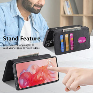 Funda Magnética con Ranuras para Tarjetas y Soporte para Motorola Edge 60 Fusion <span class=keywords><strong>Moto</strong></span> G86, Funda Tipo Libro de Cuero PU - Product Image 6