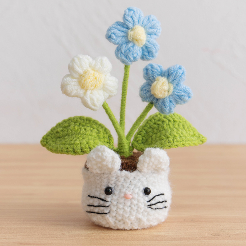 Flor de hojaldre azul - Maceta para gatos