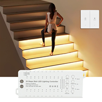 Détecteur de mouvement intelligent Lampe d'escalier avec interrupteur mural sans fil 16 20 étapes Capteur de lumière du jour Câble Dupont Installation facile