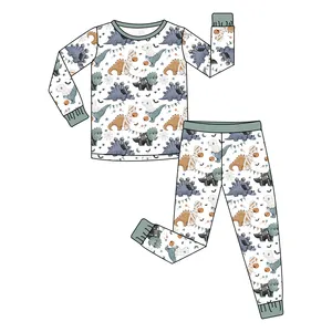 Wholesale Costom Printing Baby Girl Clothes Kids Halloween Pajamas Baby Romper Long Sleeve 2 Pieces Sets
