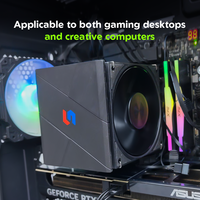 Pendingin Udara CPU Tembaga Kipas Ganda 6 Heatpipe Kipas 120mm Pencahayaan ARGB Performa Tinggi untuk Casing Komputer Desktop Gaming