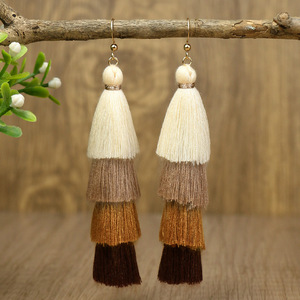 Pendientes bohemios con borlas para mujer, joyería colorida con flecos en capas para fiesta, accesorios de moda - Product Image 3