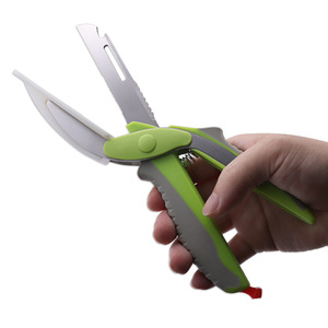 <b>Kitchen</b> <b>Scissor</b> Stainless Steel 6 In 1 Multi Purpose For Vegetables And Food Home Use Green Color Straight Head - Product Image 1