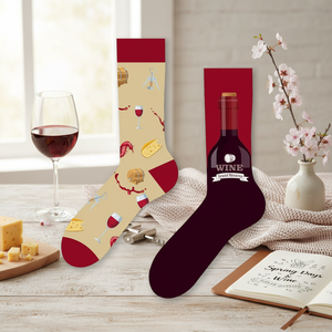 Colorful Wine-Printed <b>Socks</b> for Girls Breathable and Lightweight Customizable Logo One Size Fits Daily Use for Spring - Product Image 3