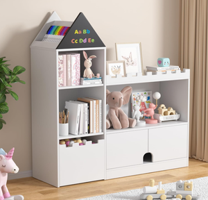 Trẻ em màu trắng lâu đài Kệ sách 6 <span class=keywords><strong>cubby</strong></span> trẻ em Kệ sách gỗ Montessori bé Kệ Sách đồ chơi lưu trữ tổ chức - Product Image 2