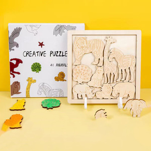 Crayons de couleur créatifs pour enfants, pour la petite enfance, avec motifs animaux, pour le dessin et les puzzles, idéaux pour l'éveil transfrontalier et le développement cérébral des tout-petits. - Product Image 1