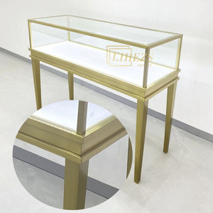 Modis Stainless Steel toko perhiasan furnitur lampu LED berlian pajangan perhiasan konter dengan kaca kayu Showcase - Product Image 5