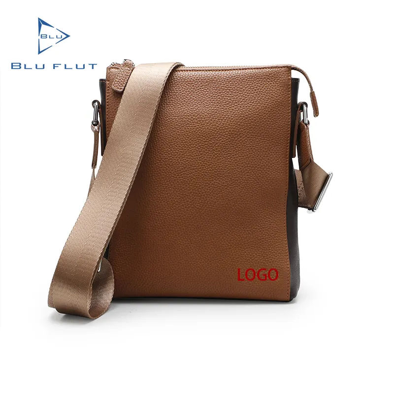 Blu Flut hot sales Leather messenger bag shoulder bag cowhide briefcase Shoulder Messenger Bag