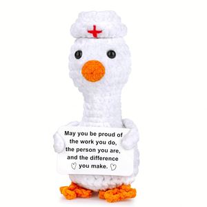 Mini Knitted Goose Positive Crochet Gifts Handmade Positive Goose Emotional Support Graduation Gift for Nurses Home Office <b>Decor</b> - Product Image 1