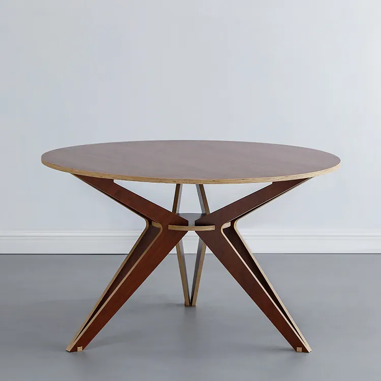 Modernes Design hölzernes rundes weißes glänzendes Raummöbel Esstischset 18 MM Sperrholz großer Tisch