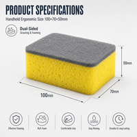 Éponge de cuisine double face en polyester, non abrasive, pour la vaisselle, personnalisable OEM, multicolore, durable, pour la maison