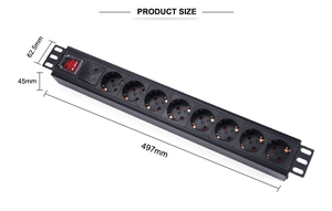 Diseño gratuito 1.5U Black Server Racks Rack Alemania <span class=keywords><strong>8</strong></span> Outlets Rack Unidad de distribución de energía PDU con muestra dentro de 7 días - Product Image 6