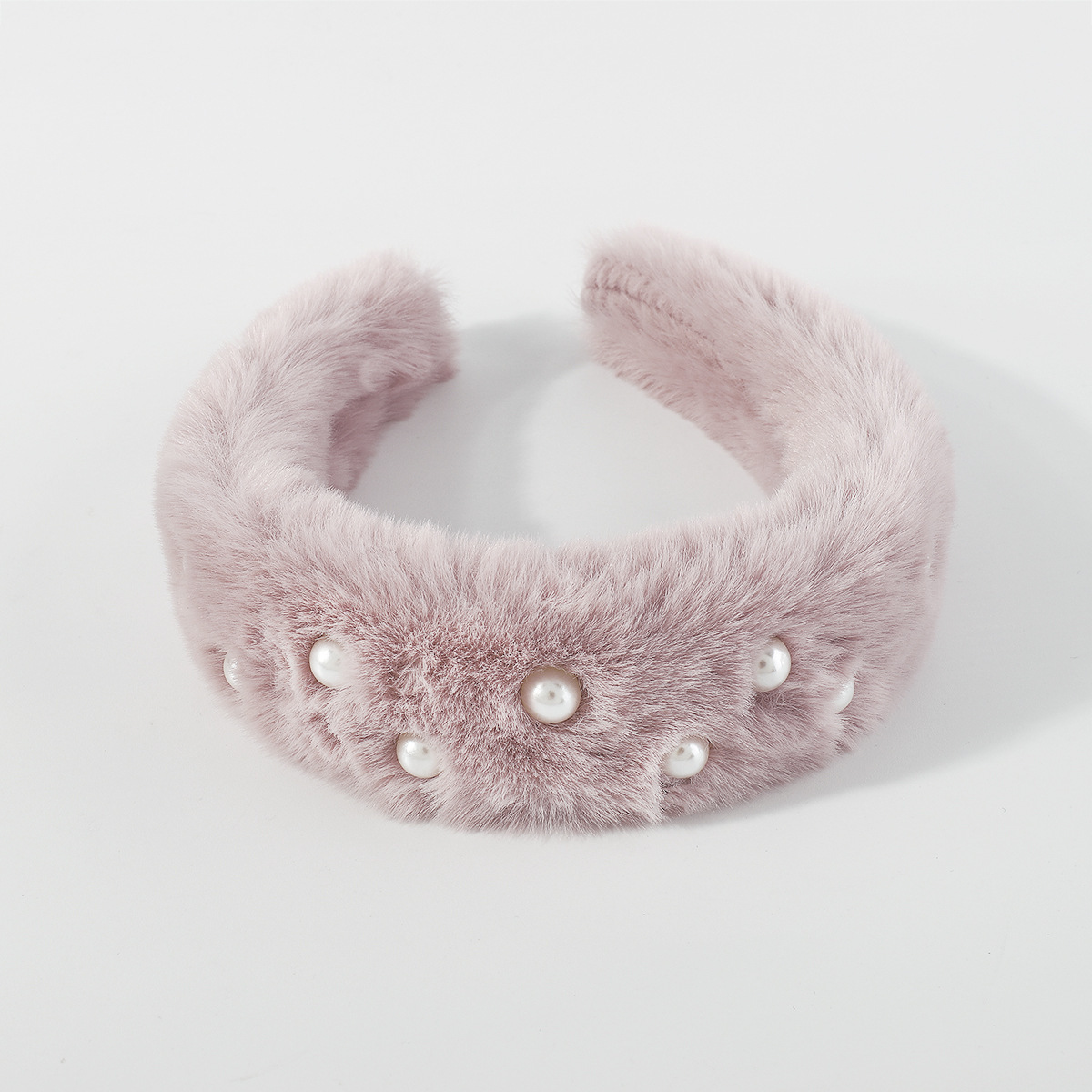 Winter Warm Plush Headband Mink Hair Pearl Head Bands Women  display picture 1