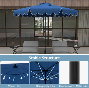 Modern Ekstra Büyük UV Koruyucu Rüzgar Geçirmez Veranda Şemsiyesi Açık Hava Şemsiyesi Havuz Kenarı Yuvarlak Mavi Krank Kolu Eğimli - Product Image 5
