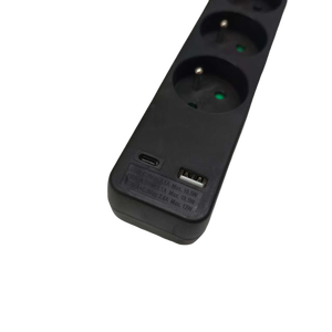 สายเคเบิลต่อขยายแบบ French Type Black 5ช่อง H05VV-F 3G1.0mm 3/5/10เมตรสายไฟ IP20ช่องเสียบ USB Type-C ฉนวนพีวีซี - Product Image 3