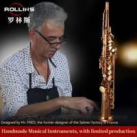 Comfortable Keys High Grade Straight Phosphor Copper Body Not Prone to Whistling Gold Lacquer Keys X3-II Soprano Saxophone