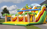 Château gonflable géant transfrontalier pour l'extérieur, parcours d'obstacles, toboggan, pour événements en zone touristique, places publiques et activités d'échauffement - Fabricant