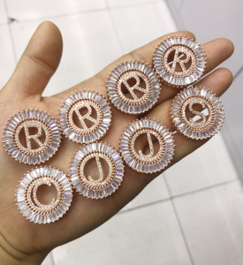 Gold Plated Shiny Cubic Zirconia CZ <strong>Initial</strong> <strong>Charms</strong> <strong>Necklace</strong>, Micro Pave CZ Alphabet Letters Pendant <strong>Necklace</strong> for Christmas Gift - Product Image 5
