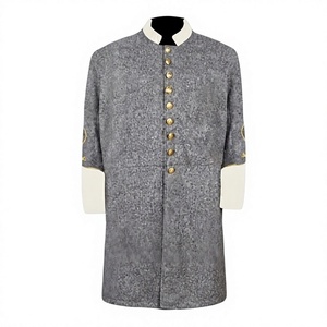 Abrigo largo gris para hombre, reproducción histórica, estilo uniforme colonial, con botones. - Product Image 1