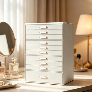 Caja Organizadora de Joyas de Cuero PU, Gabinete de Almacenamiento de Joyas Grande con 10 Cajones para Anillos, Aretes y Pulseras - Product Image 4