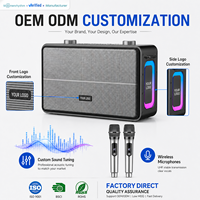 Altavoz Personalizado Profesional para Karaoke, Altavoz Inalámbrico con Marca Frontal, Exterior Premium y Dos Micrófonos de Alto Rendimiento