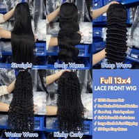 Rohhaar-Perücke aus indischem Echthaar, lose tiefe Wellen, 40 Zoll, gelockt, Full Lace, Glueless, 13x6 HD Transparent Lace Front Perücke