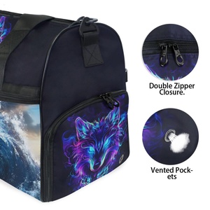 Custom Cool Wolf Lightweight Portable Duffel <b>Bag</b> Gym <b>Training</b> <b>Bag</b> Sneaker Packable Travel <b>Bag</b> With Adjustable Dividers - Product Image 3