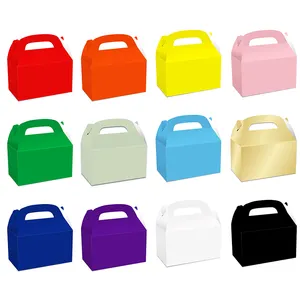 Eco Friendly riciclabile colori vivaci assortiti Gable Box borsa per torta di carta portatile colazione Candy scatola per torta al formaggio con manico