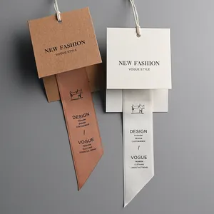 Papel Kraft fita hangtag, cetim personalizado roupas kraft papel fita vestuário lote balanço pendurar tag/.