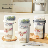 Gobelet à salade double couche de qualité alimentaire, hermétique et anti-fuite, avec fourchette, pour petit-déjeuner, fruits, yaourt, collations, bureau