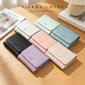 Pierre Loues Women's <b>Trifold</b> <b>Wallet</b> Solid Color Multi Card Slots Zipper RFID Blocking Light Weight Everyday Use - Product Image 2