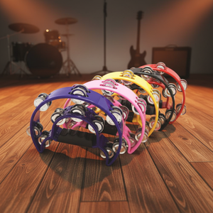 ของเล่นเครื่องดนตรีขายดีของ Huasheng ขายส่งแทมบูรีนพลาสติกสีฟ้าหลากสีสำหรับเด็ก - Product Image 2