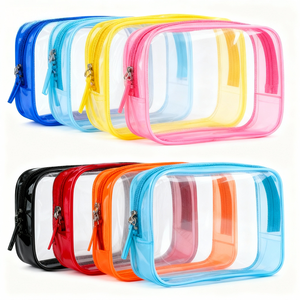 กระเป๋าเครื่องสำอางใสแบบซิป PVC พร้อมโลโก้สั่งทำ กระเป๋าใส่เครื่องสำอางสำหรับเดินทาง กระเป๋าใส่อุปกรณ์อาบน้ำสำหรับผ่านการตรวจสอบที่สนามบิน - Product Image 5