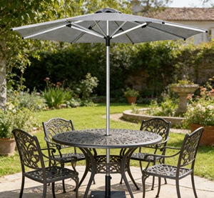 Parasol manuel extérieur moderne en aluminium, étanche et anti-UV, de 2,7 m, avec mât de 40 mm de diamètre, pour usage hôtelier DC-UP-221 - Product Image 1
