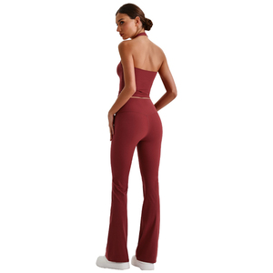 Completo Sportivo Donna Effetto Nudo Asciugatura Rapida Reversibile per <span class=keywords><strong>Fitness</strong></span> Corsa Yoga - Top Halter con Scollo Quadrato e Gilet Modellante Vita a Vita Alta Effetto Push-Up sui Glutei - Product Image 6