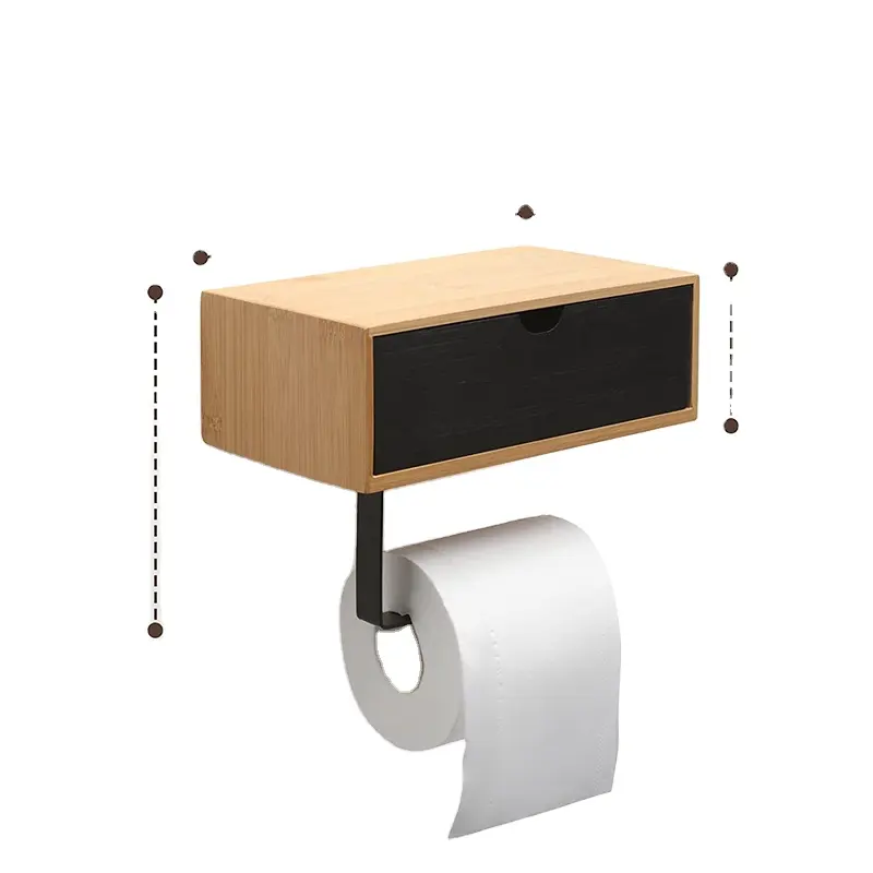 टॉयलेट पेपर टेबल के लिए हॉट सेल लकड़ी का होल्डर बांस टिश्यू होल्डर ब्राउन पेपर टॉवल डिस्पेंसर वॉल माउंट बाथरूम ऑर्गनाइज़र