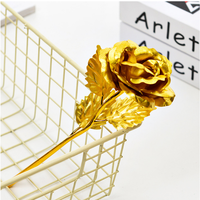 Rose artificielle en tissu plaquée or 24 carats, cadeau créatif moderne pour mariage, pour la Saint-Valentin