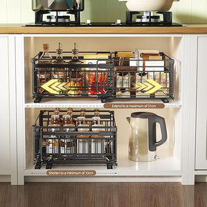 Étagère de rangement coulissante extensible à 3 rails pour salle de bain, cuisine, armoire à épices, armoire à vêtements, organisateur de placard, support réglable - Product Image 2