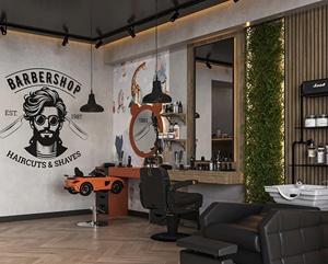 Bespoke Minimalist Barbershop Interior Design Service Modern Hairdressing Studio Fitting LED Illuminated Station - Product Image 4