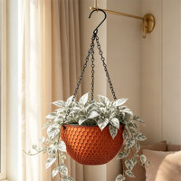 Pot de fleurs suspendu double de luxe traditionnel avec système d'arrosage automatique et trous de drainage, 4,74 L, en PP durable, circulaire, non revêtu