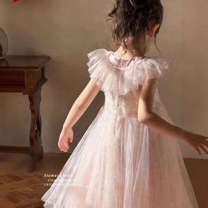 Collezione Estiva 2026: Lussuoso Abito da Bambina in Misto Cotone con Perline e Paillettes, Maniche a Volant, per Compleanno Principessa - Product Image 3