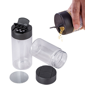 Chai gia vị nhựa hình vuông 2oz 4oz 5oz 6oz, lọ gia vị thủy tinh hình tròn bán buôn, có nắp nhựa dạng cánh bướm và nắp nhôm - Product Image 2