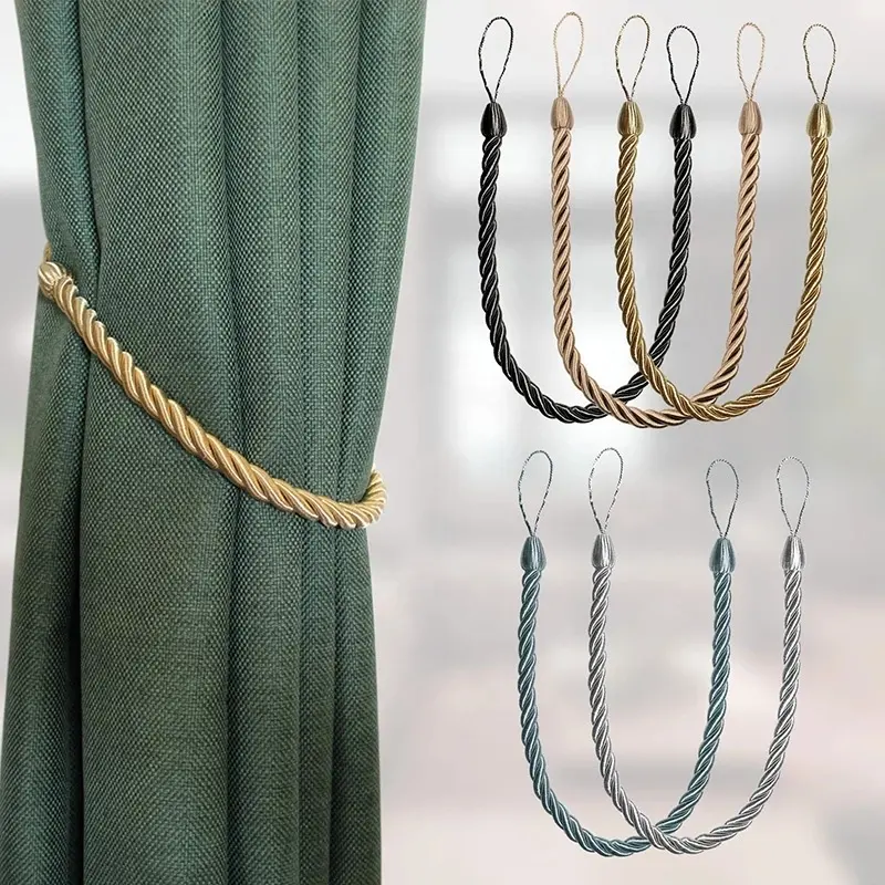 Curtain Tie Backs Gold Handmade Weave Curtain Holder Clip Buckle Rope Home Decorative Room Accessories Curtain Tieback