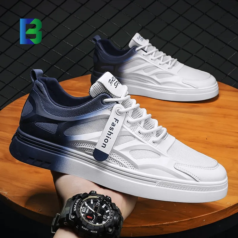 Barchon Spring breathable custom high quality sneaker 2022 fashion style anti slip blue men casual shoes