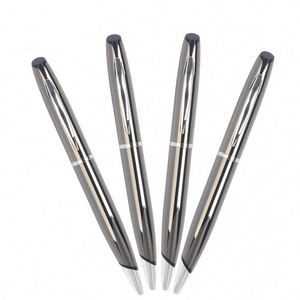 Stylo bille publicitaire personnalisé de haute qualité avec logo, pointe de 1,0 mm, en métal gris, design élégant et moderne pour les entreprises - Product Image 1